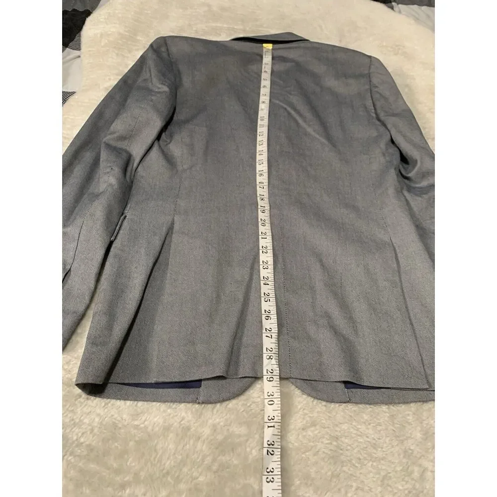 J Crew Thompson Mens Cotton Blue White Sport Blazer Jacket Size 38R 2‎ Button